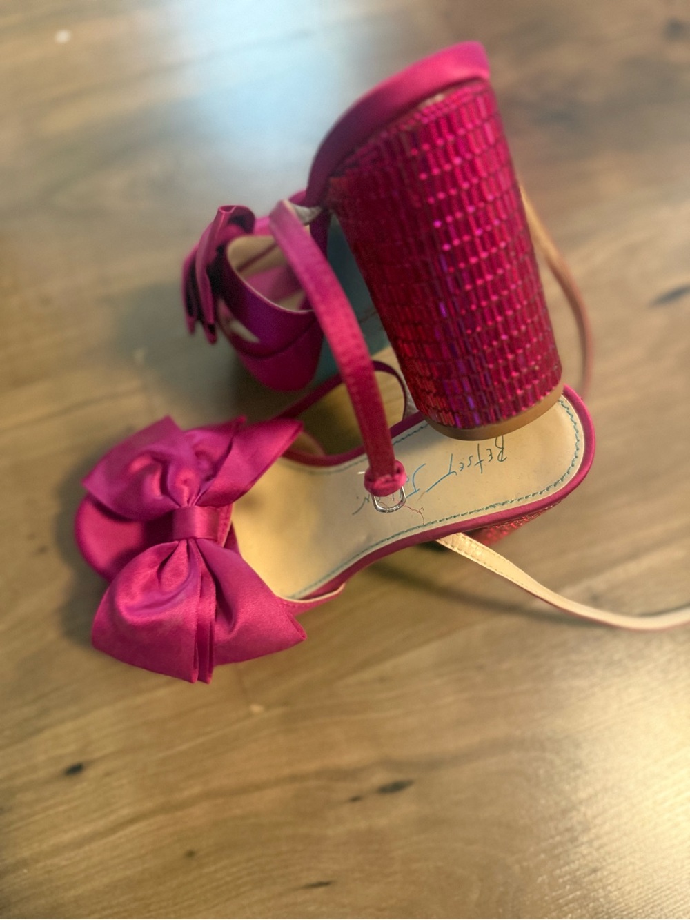 Betsey Johnson Hot Pink Bow Block Heel Sandals